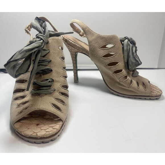 Lisa For Donald J Pliner Llyna Tan Nubuck Heels Sz 9 - Picture 1 of 9